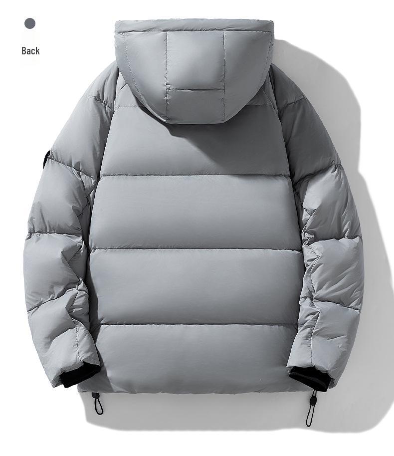 Men's Winter Thickened White Duck Down Jacket - Youth Warm Trendy Hooded Puffer Outerwear