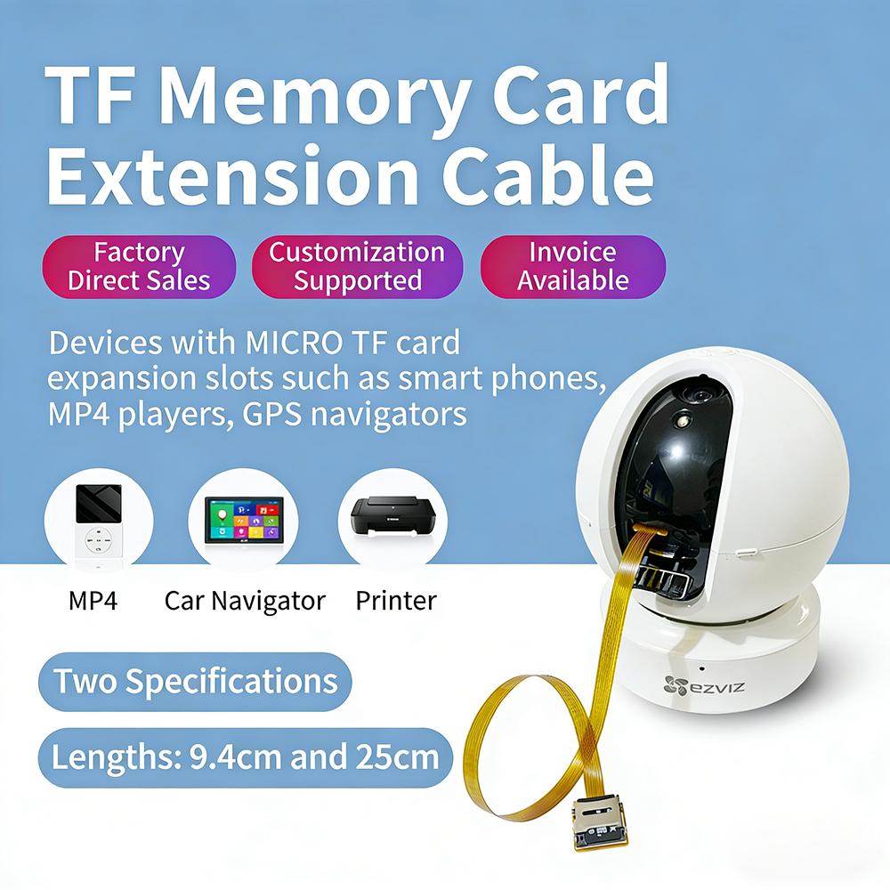 

Micro SD/TF Memory Card Male to Female Extension Cable, Soft Flat FPC Ribbon Extender Cord Short Cable for Camera/Phone 25cm 9.4cm