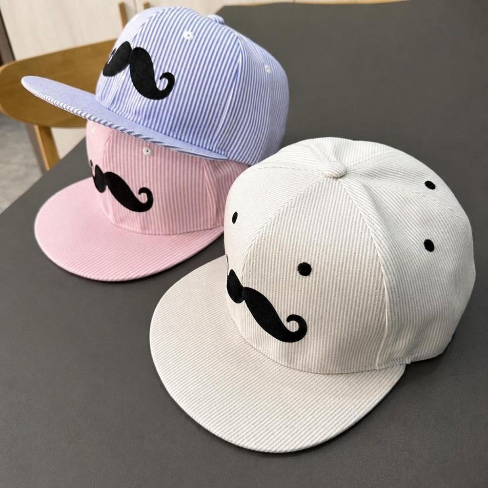 Striped Mustache Snapback Cap Flat Brim Trucker Hat Fashion Baseball Hat  Unisex