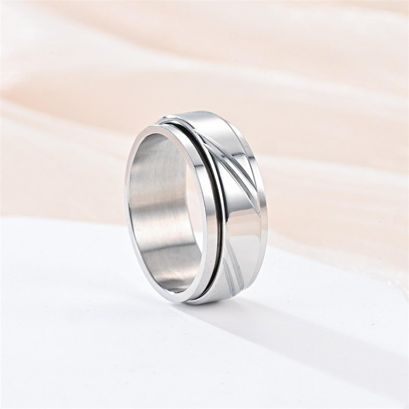 

Men s Stainless Steel Fashion Ring Wide Band Adjustable Size Unique Geometric Design Comfortable Fit Durable Material 11 серебряный