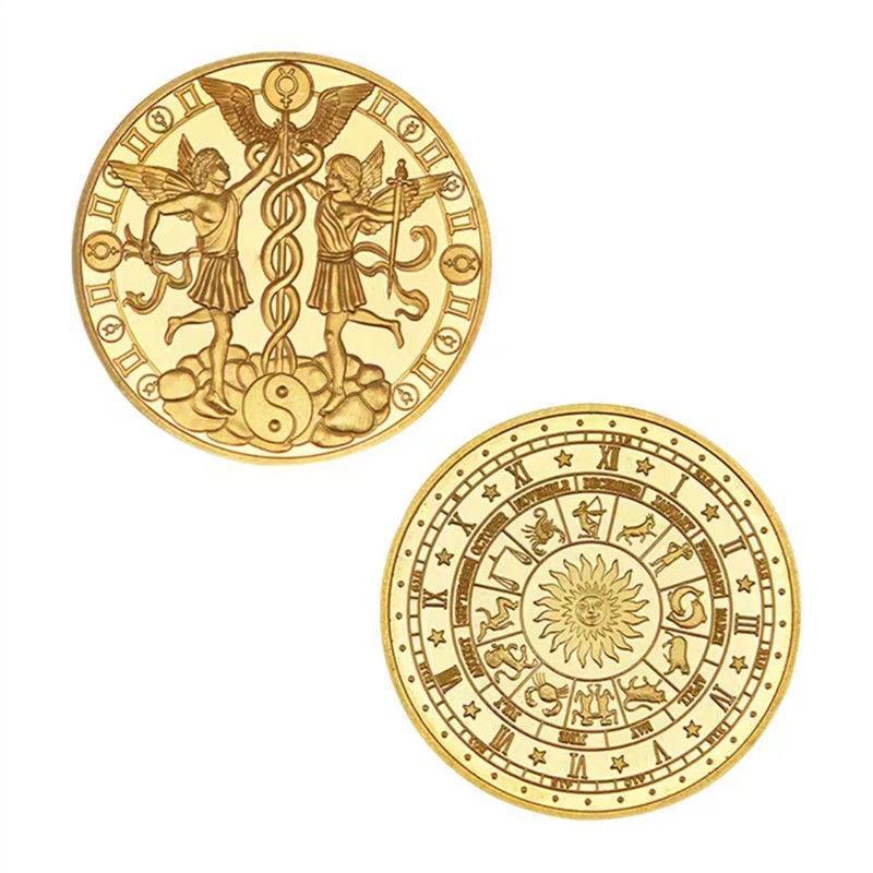 Set of 12 Zodiac Coins, Zodiac Commemorative Coins, Leo Sun God Lucky Coins, Birthday Gifts