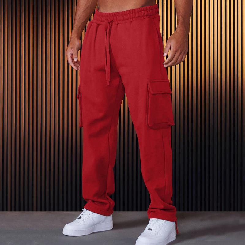 New Arrival: Men s Thick-Knit Casual Trousers – Stylish Drawstring Sports Trousers in Plus Sizes S красный