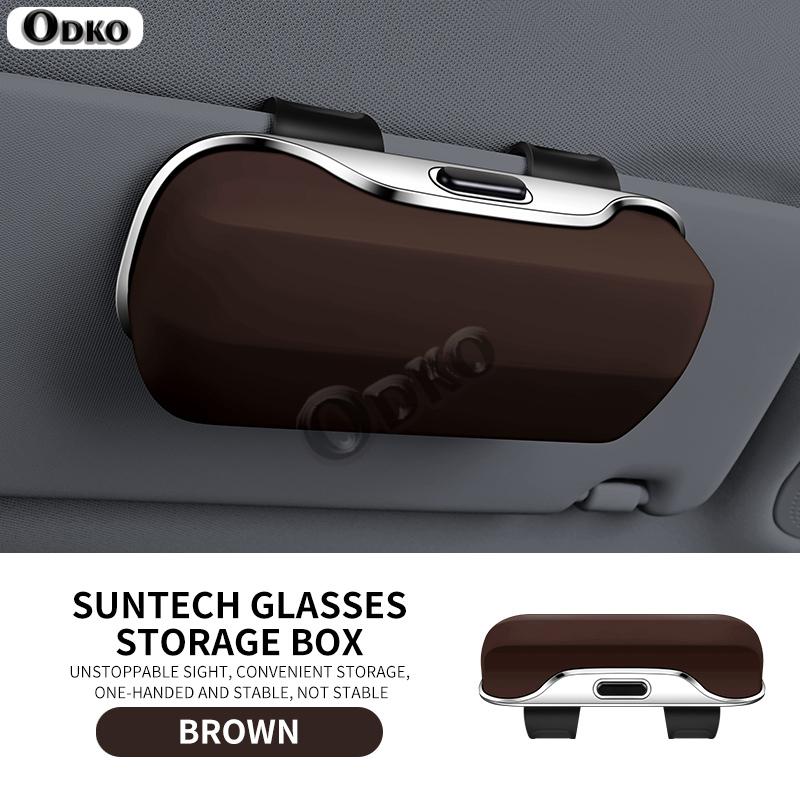 Press Switch Car Sun Visor Glasses Box for Renault Captur Koleos Kadjar Arkana Megane Dacia Duster Clio Sunglasses Storage Case