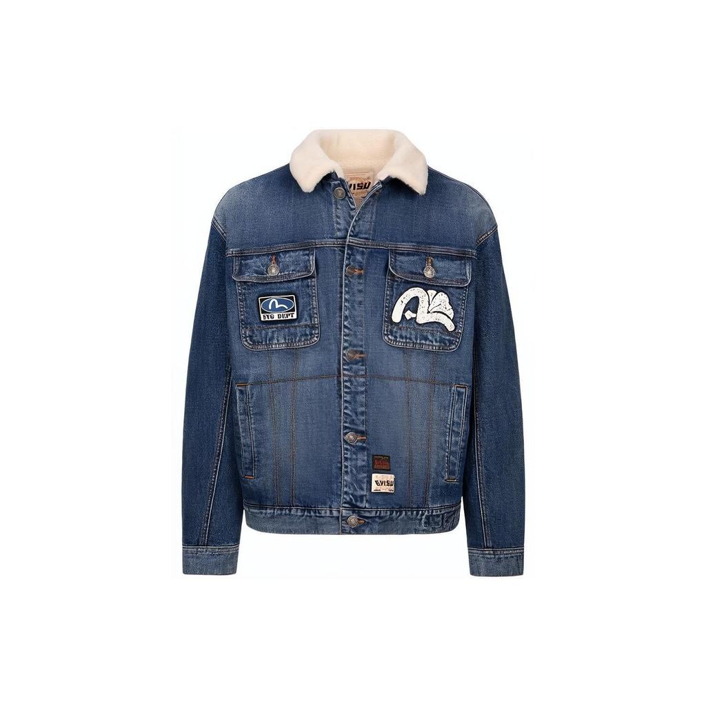 Evisu Aw23 Quirky Buddha Head And Oil Can Print Loose Denim Jacket Men jackets Denim-Blue 2EAHTM3DJ8069LFSQ