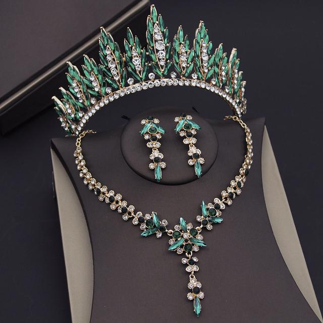 

Роскошные красные хрустальные тиары, свадебные комплекты ювелирных изделий для женщин, выпускной, свадебные серьги, ожерелье, комплекты ювелирных изделий для невесты, корона