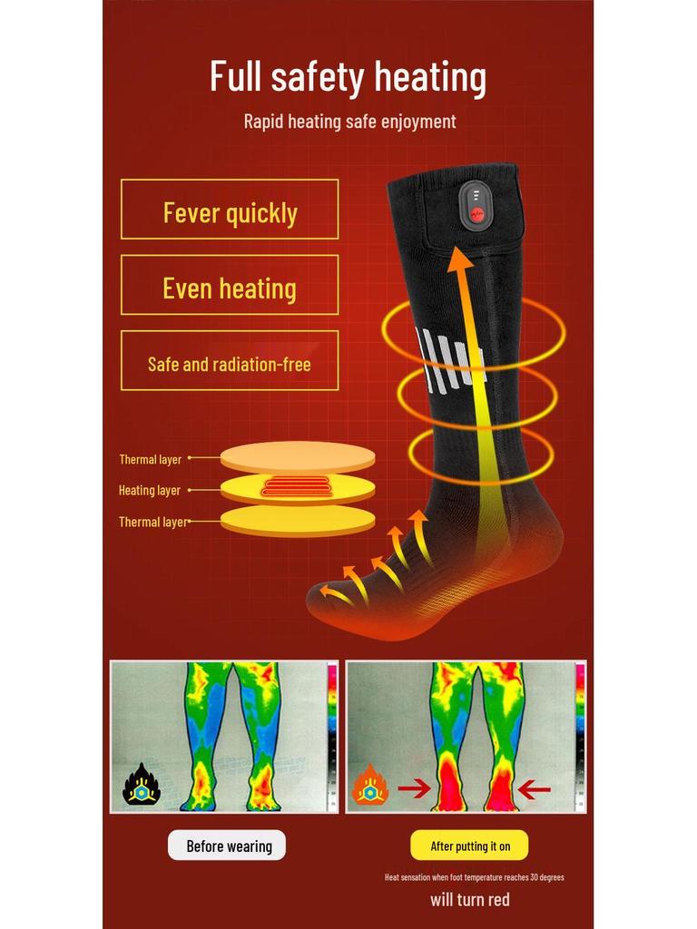 Cross-Border Electric Heating Socks for Outdoor Skiing and Foot Warming