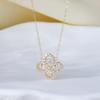 Custom 18K 14K 10K 9K Gold Jewelry Pendant Necklace with Diamond Flower and Water Drop Zircon Leaf Clover Cross Link Chain