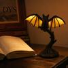 Dark Academia Bedroom Accessory Vintage Black Bat Table Lamp, Resin Gothic Decorative Night Light, Retro Desk Light Style Lamp for Living Room Office,