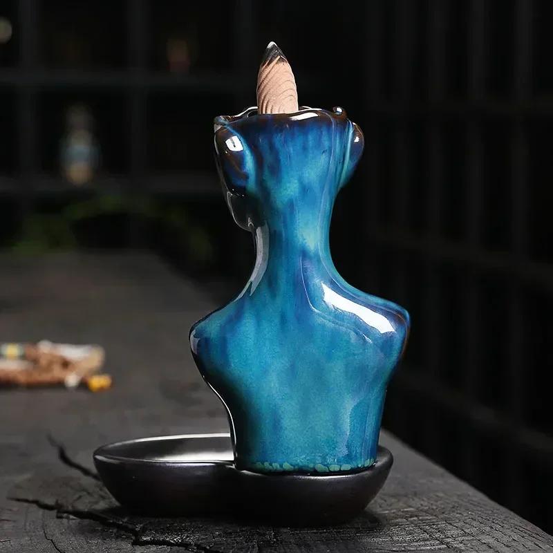 1pc, Body Art Ceramic Handicrafts Home Decorate Backflow Incense Burner Incense Censer (Without Incense)