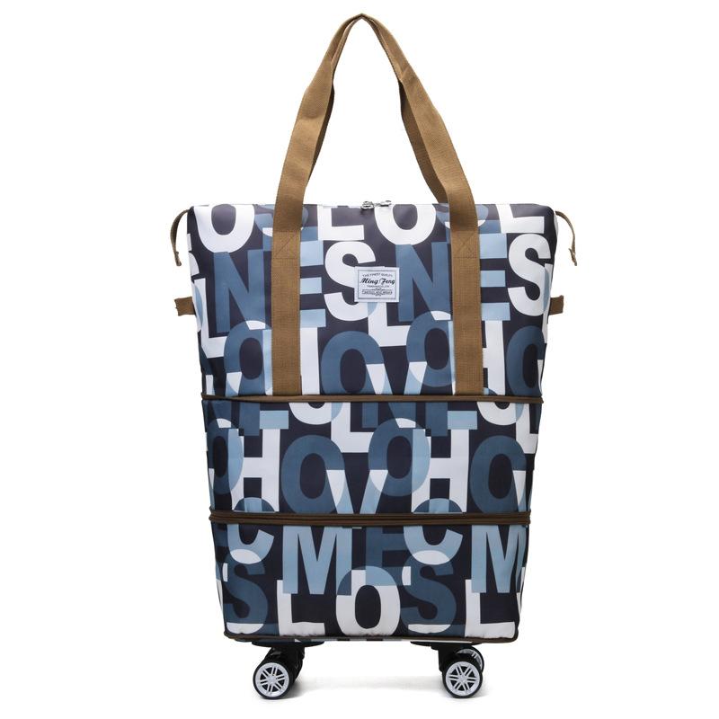 Double-layer expansion with wheels, large-capacity portable travel bag, wet and dry separation, personalized fitness bag can be set with tie rod.