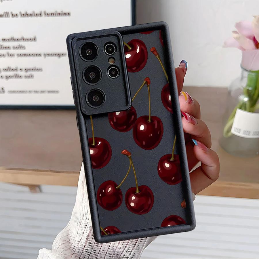 Stylish Cherry Pattern Case for Samsung Galaxy S21 S20FE S24 Plus S23 FE S25 Ultra S24Ultra S22 S25 Edge Phone Cover