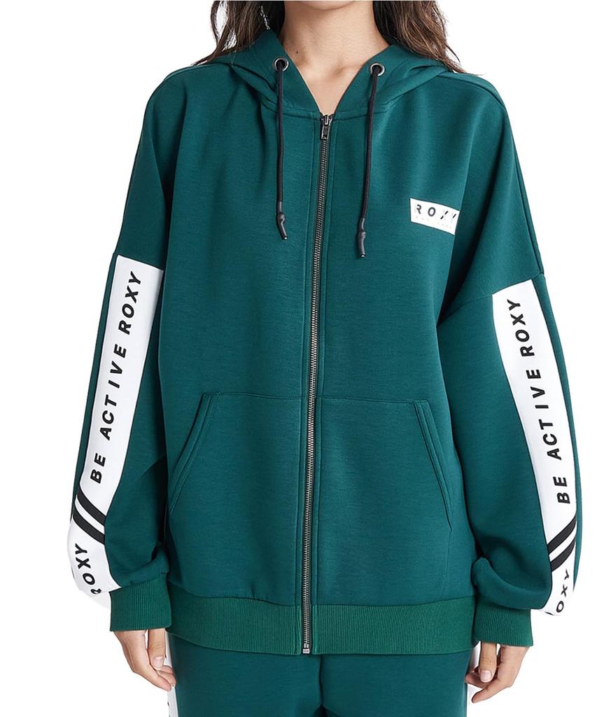 Roxy UP BEAT ZIP Size L Women's HOODIE, Green,