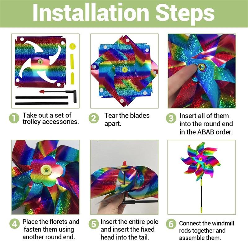 10X Repelent Păsări Mori de Vânt Reflectorizante Anti Păsări Spinner de Vânt pentru Grădină Livadă