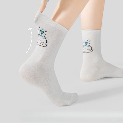 Chaussettes d'été fines pour femmes, dessin animé, toutes sortes de décontractées, charmantes, en coton absorbant la sueur, chaussettes montantes