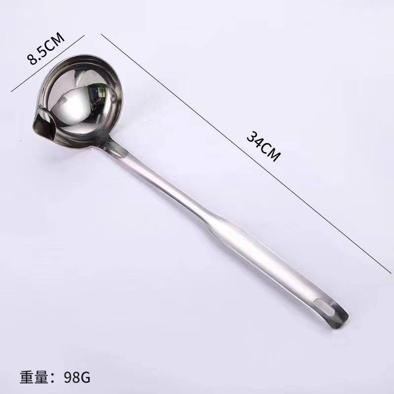 Cucina Domestico Acciaio Inossidabile 304 Separatore di Grasso Mestolo da Zuppa con Manico Lungo Isolante in Legno Manico in Legno Mestolo per Zuppa