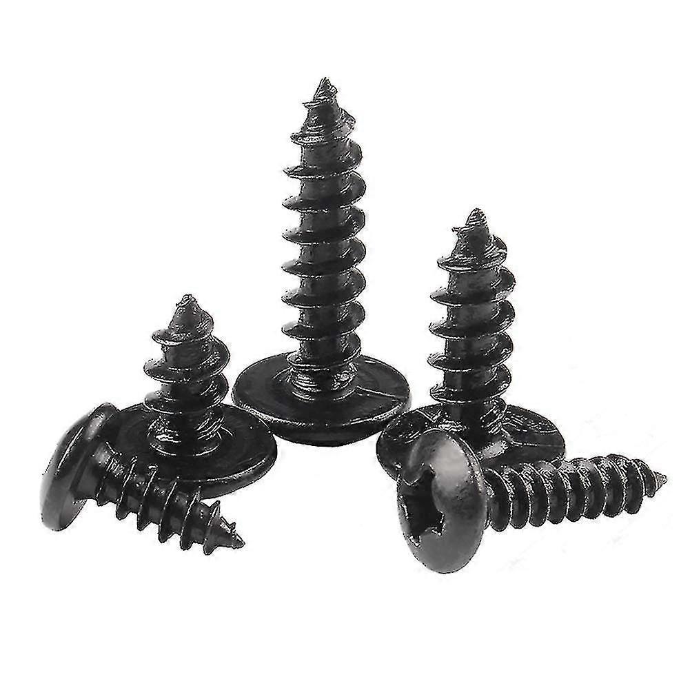 Self Tapping Wood Screws - Carbon Steel Screws Cross Head Round Head Mushroom Head Black M5*20mm (100pcs)
