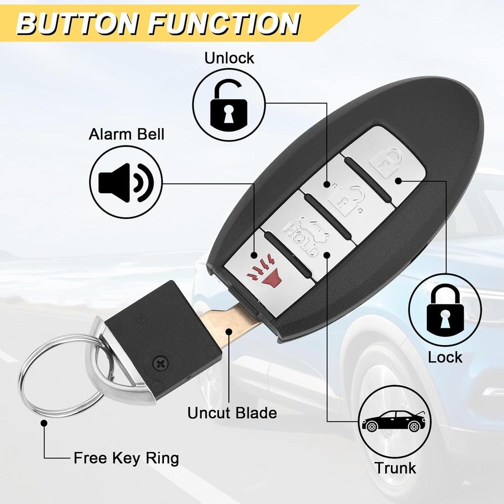 Key Fob for 07-12 Nissan Altima/ 09-14 Maxima / 09-12 Infiniti FX35/ 08-13 G37/ 09-13 FX50/ 14-16 Q60 QX70/ 11-12 G25/ 07-08 G35, KR55WK48903, 2Pcs