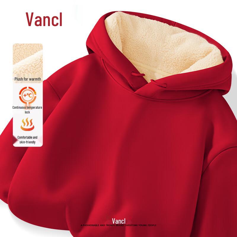 

VANCL Men s Winter Plush Lined Loose Fit Hooded Sweatshirt M