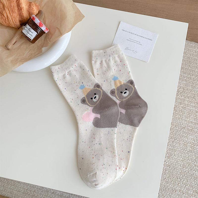 Women Socks Animal Cartoon Dog Lolita Kawaii Cute Socks College Style School Students Breathable Cotton Middle Tube Socks Gifts
