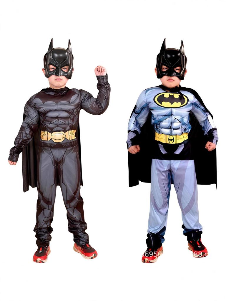 Kids' Black Batman Muscle Costume for Halloween Cosplay