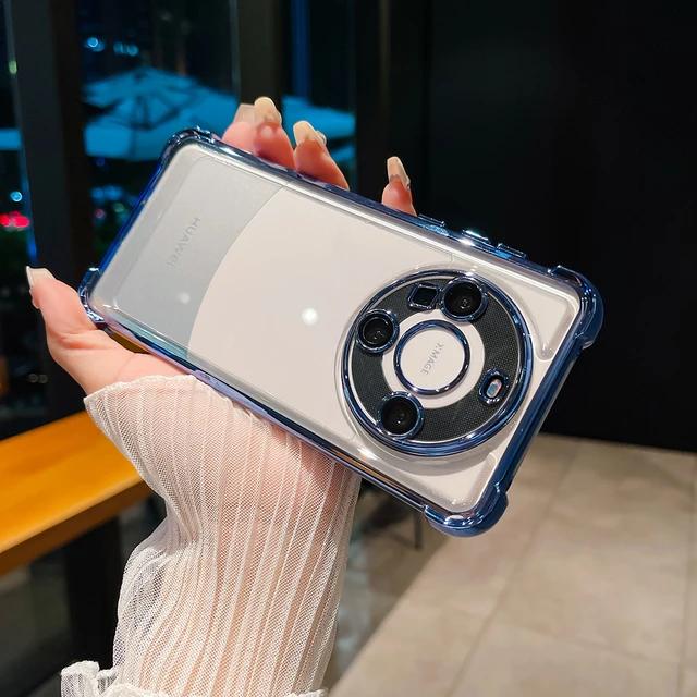 

for Huawei Mate 60 Pro Phone Case Plating Colored Frame Space Fine Hole Cover Soft Transparent Shell Shockproof Non-Slip Fundas for Mate 60 Pro синій