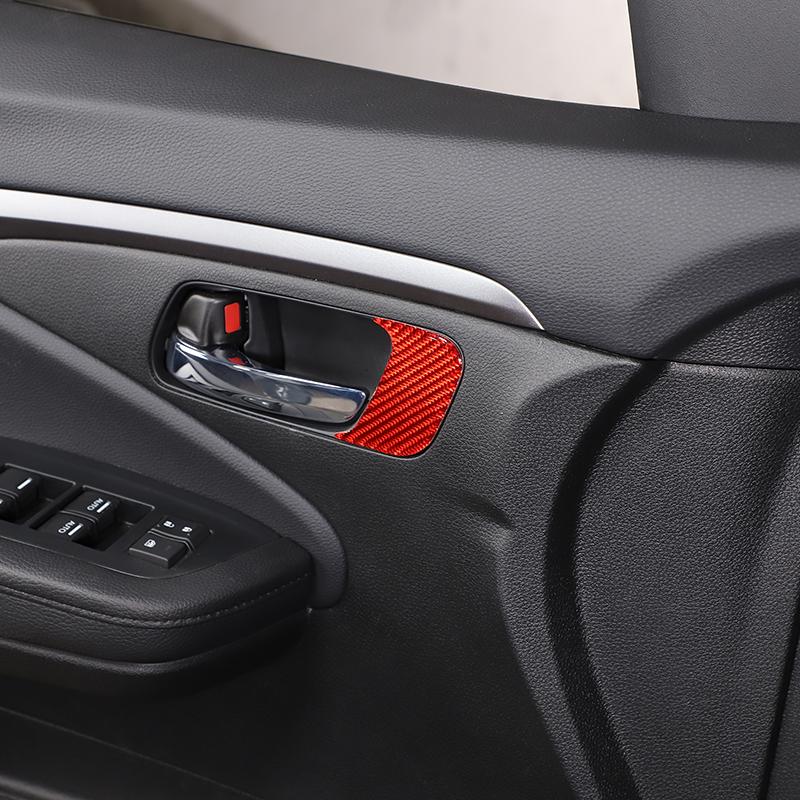 For Honda Pilot 2015-2019 Red Soft Carbon Fiber Air Vent Frame Vanity Mirror Cover Interior Decorative Sticker Auto Parts X12