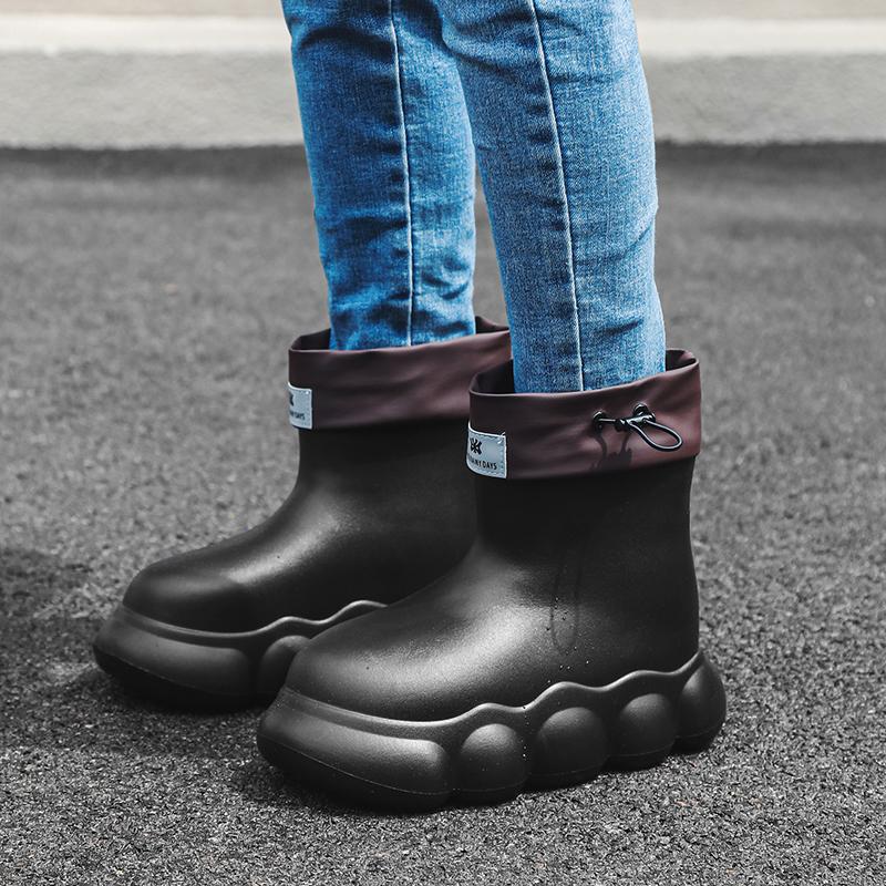 Nuevas botas de lluvia impermeables de moda para mujer, lindas botas de lluvia salvajes para mujer, resistentes al desgaste al aire libre