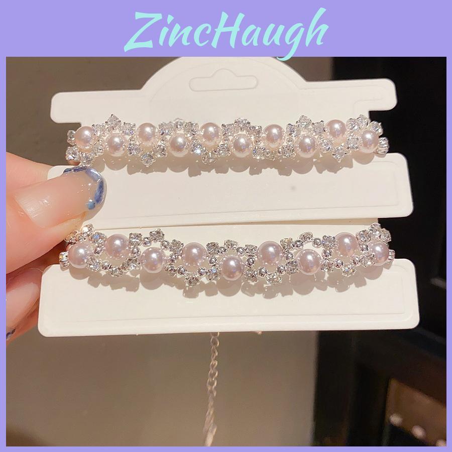 No Ip Geometric Pearl Embellished Magnet Bracelet For Women With Elegant Design
