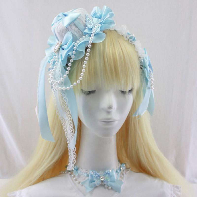 Elegant Anime Butterfly Bows Hair Accessory Costume Headpiece Hair Decoration With Lace For Cosplay And Daily Wear