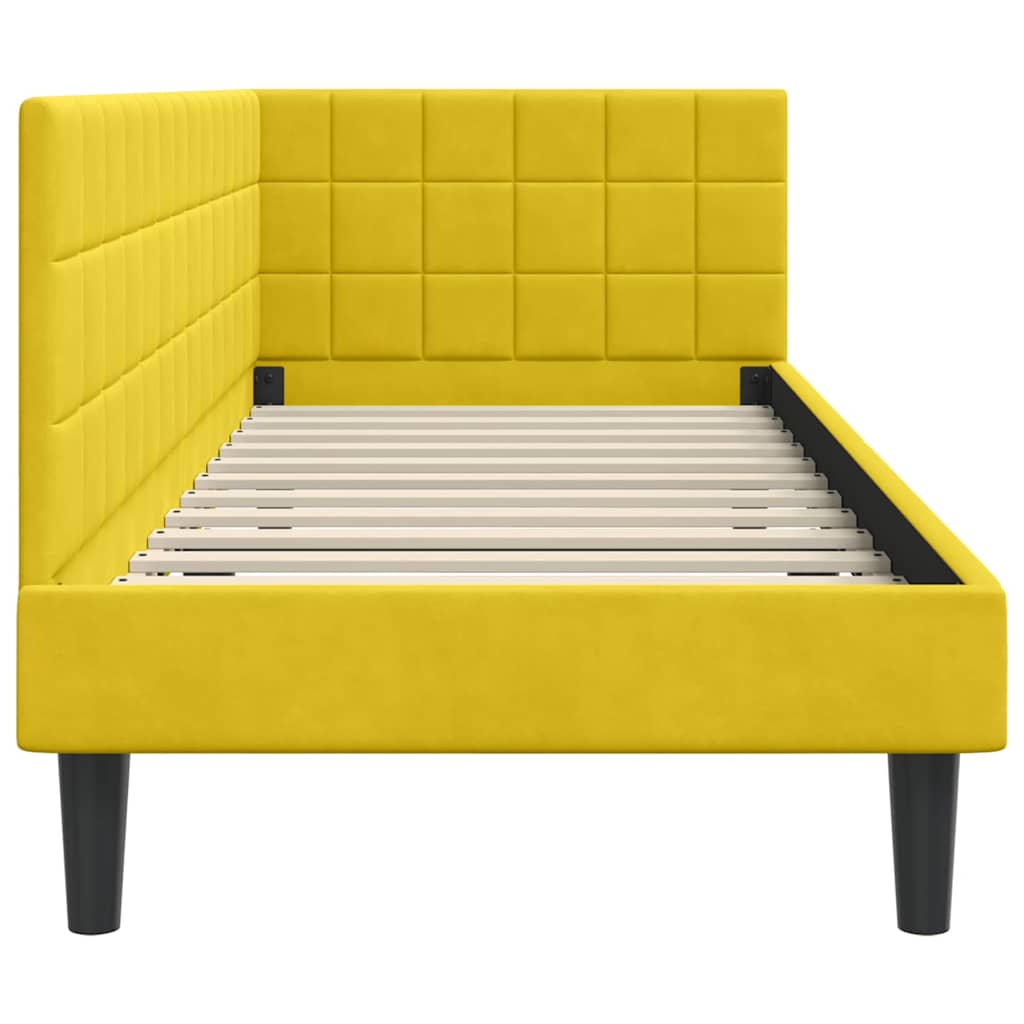 L Shaped Bed Frame with Headboard Yellow 80 Cm X 200 Cm Velvet
