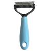 Pet Grooming Dematting Comb for Dogs and Cats Double Row Stainless Steel Blades Detangling Shedding Tool with Ergonomic Handle for Fur Maintenance
