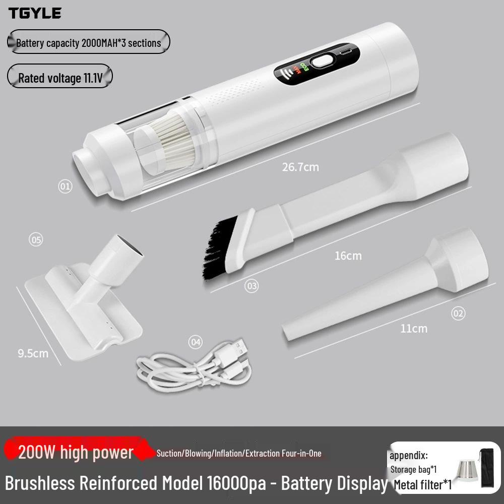 Handheld Cordless Car Vacuum: Dual Suction & Blow, Portable Pet Hair Remover