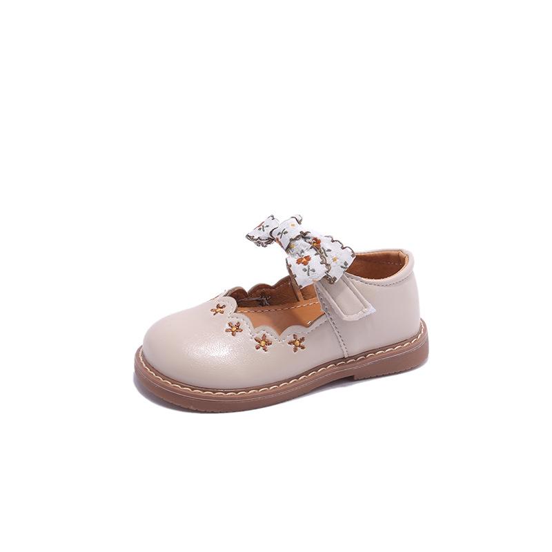 

Туфли принцессы из кожи с бантом для девочек — легкие, удобные, с мягкой подошвой, осень 2025 г. Sizes 21-25, Set of 5 pairs грязно-белый