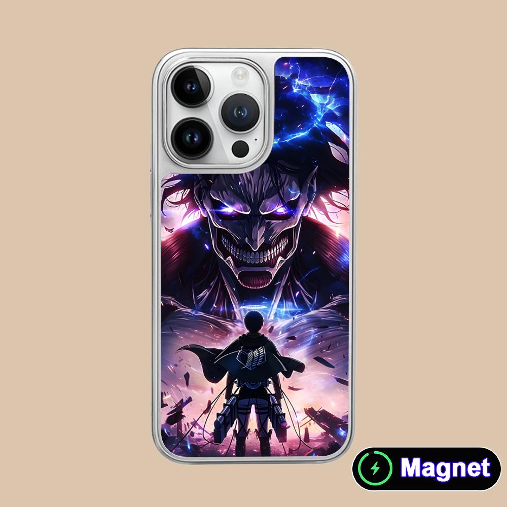 

AOT Eren Yeager Silver Plating Magsafe Mobile Phone Case for iPhone 17 16 15 14 13 12 11 Air Pro Max Plus Colorful Cover iPhone 11