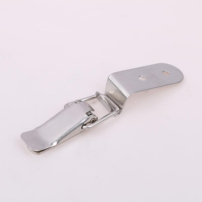 90 Degrees Duck-Mouth Buckle Hook Lock Stainless Steel Spring Loaded Draw Toggle Latch Clamp Clip Silver Hasp Latch Catch Clasp