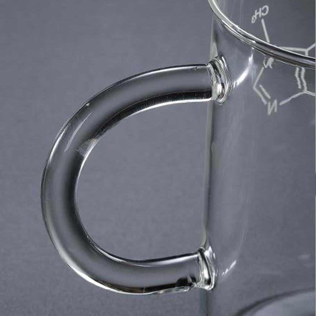 Laboratory Beaker Mug with Standard and Metric Measuring Transparent with Handle Ergonomic Design for Home Kitchen