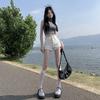 White Denim Shorts Women's Summer New Wear High Waist and Thin Tight Spice Girl Word Super Short Hot Pants