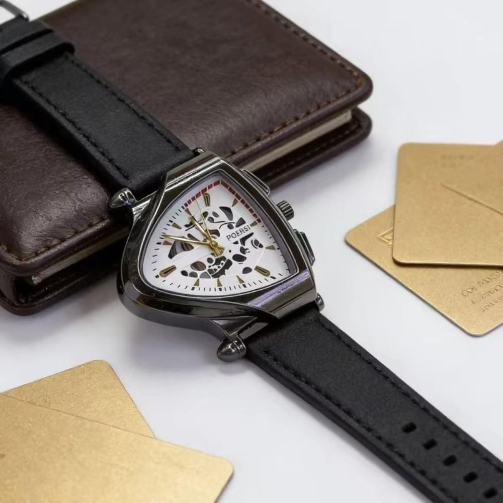 Casual Mechanical Watch Simple Quartz Wrist Watch New Triangular Hollow Watch Men