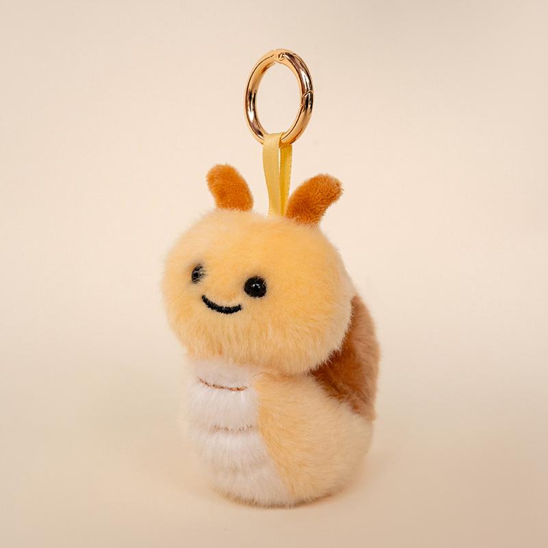 Peluche Chenille Abeille Fleur Pendentif Animal Insecte Plante en Pot Porte-clés Style Ins Breloque Sac à Dos Décor Clé de Voiture beige