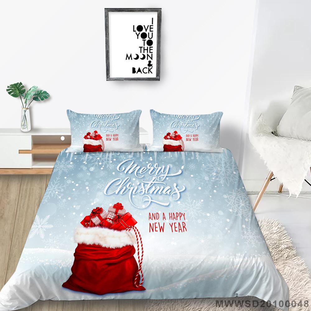 3D Digital Printed Bedding Set Christmas Themed Down Duvet Cover 2/3 Pieces AU/EU/DE/US/UK Full Size Quick Drying Fabric Bedding