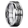 Fashion Men’s Silver Color Black Stainless Steel Ring Groove Multi-Faceted Ring For Men Women Engagement Ring Anniversary Gifts