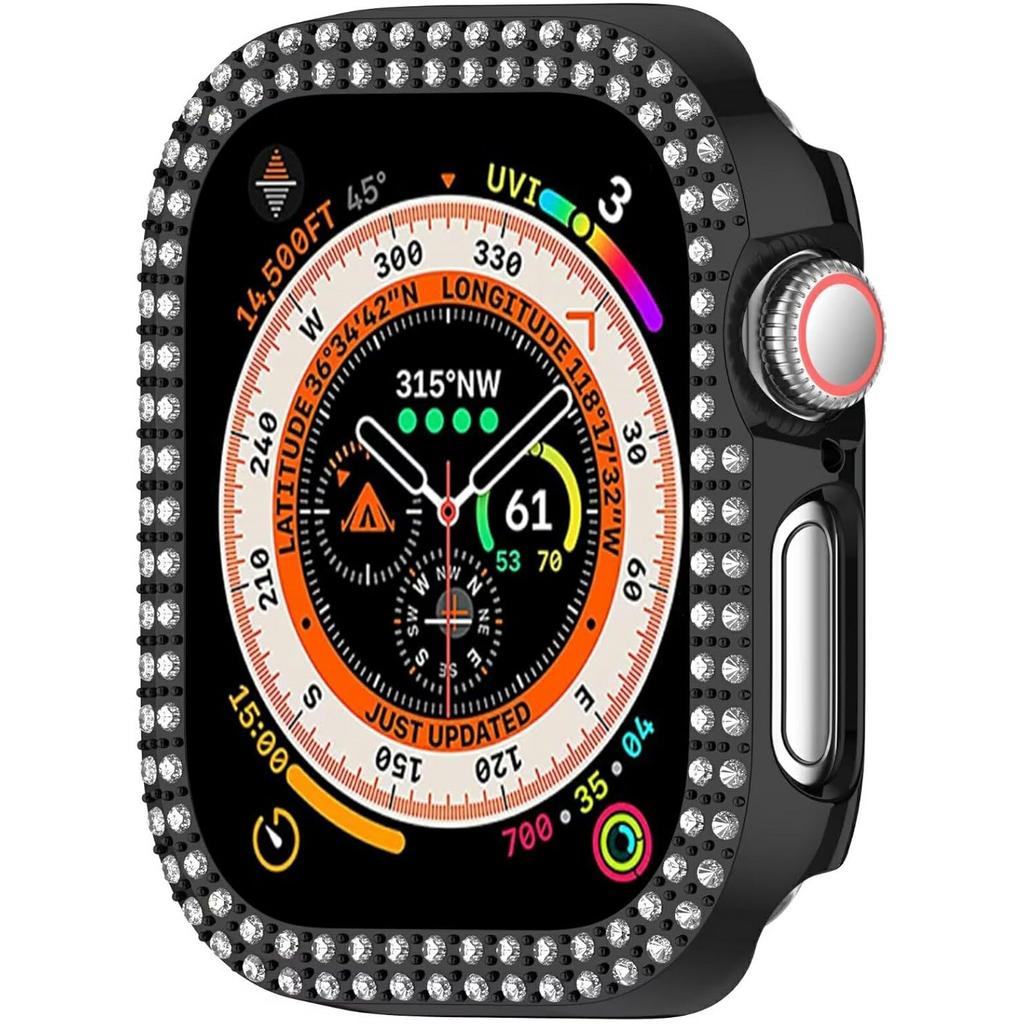 For Apple Watch Series 10 42mm PC Case Hollow Design Rhinestone Decor Watch Frame Cover