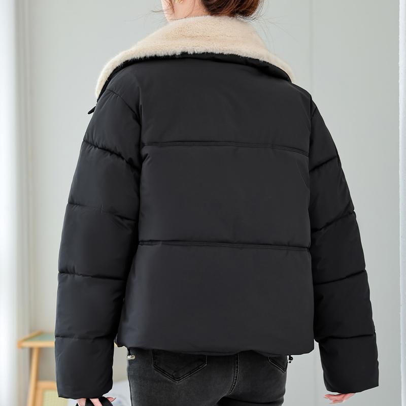 Fashion Women's Winter Jackets Faux Fur Collar Casual Thick Short Parkas Female Warm Coat