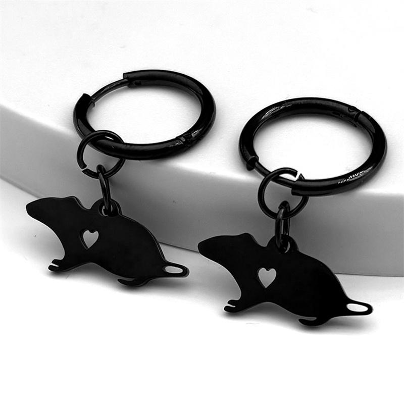 Cute Little Mouse Earrings For Women Men Stainless Steel Gold Silver Color Lovely Rat Pet Lover Drop Dangle Earring Jewelry