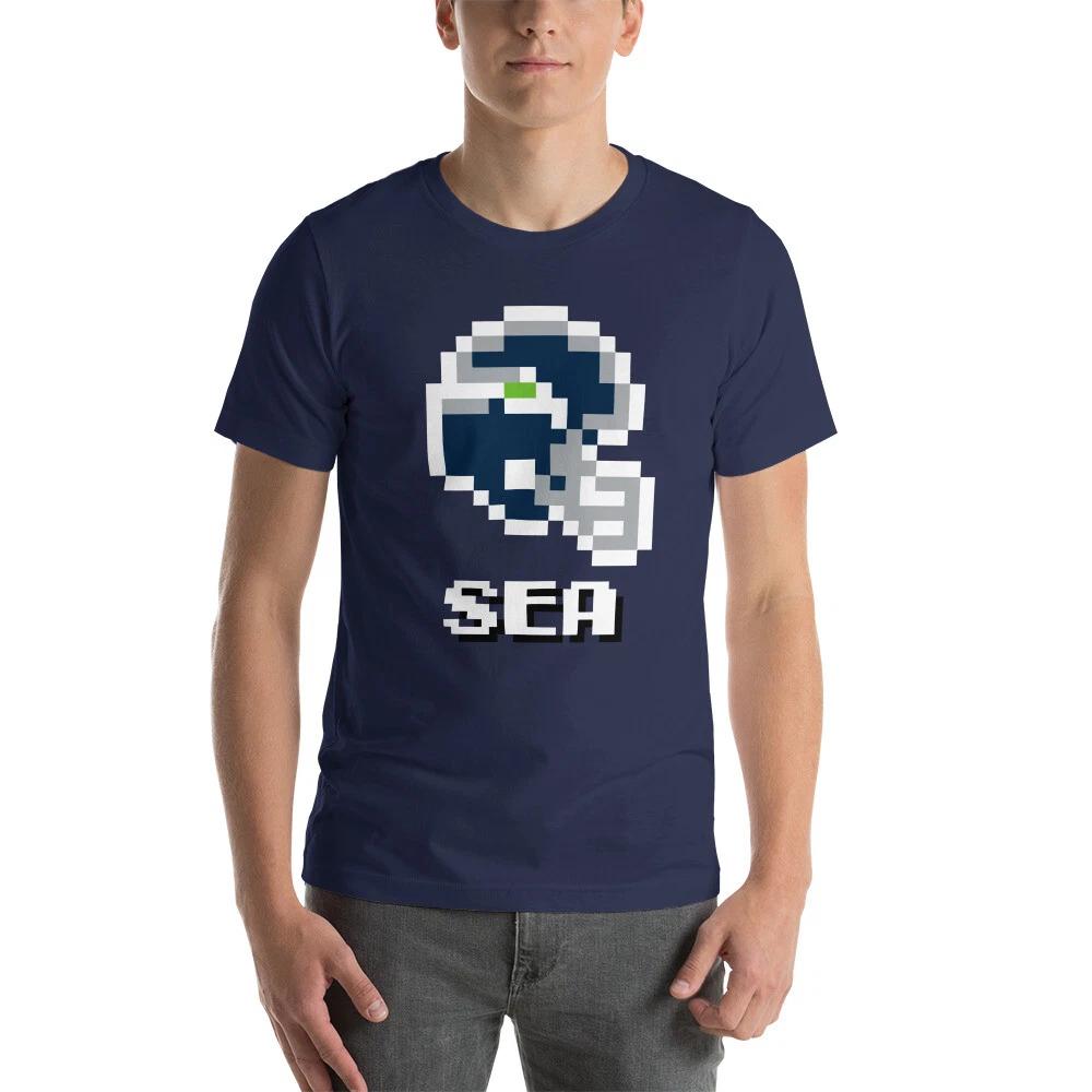 Seattle Seahawks NES Football Helmet 8-bit Tecmo Super Bowl Pixel Retro T-Shirt XL