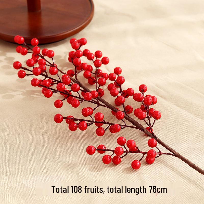 

Красная искусственная ветка падуба с ягодами в ведёрке для предсказаний на Новый год для домашнего декора