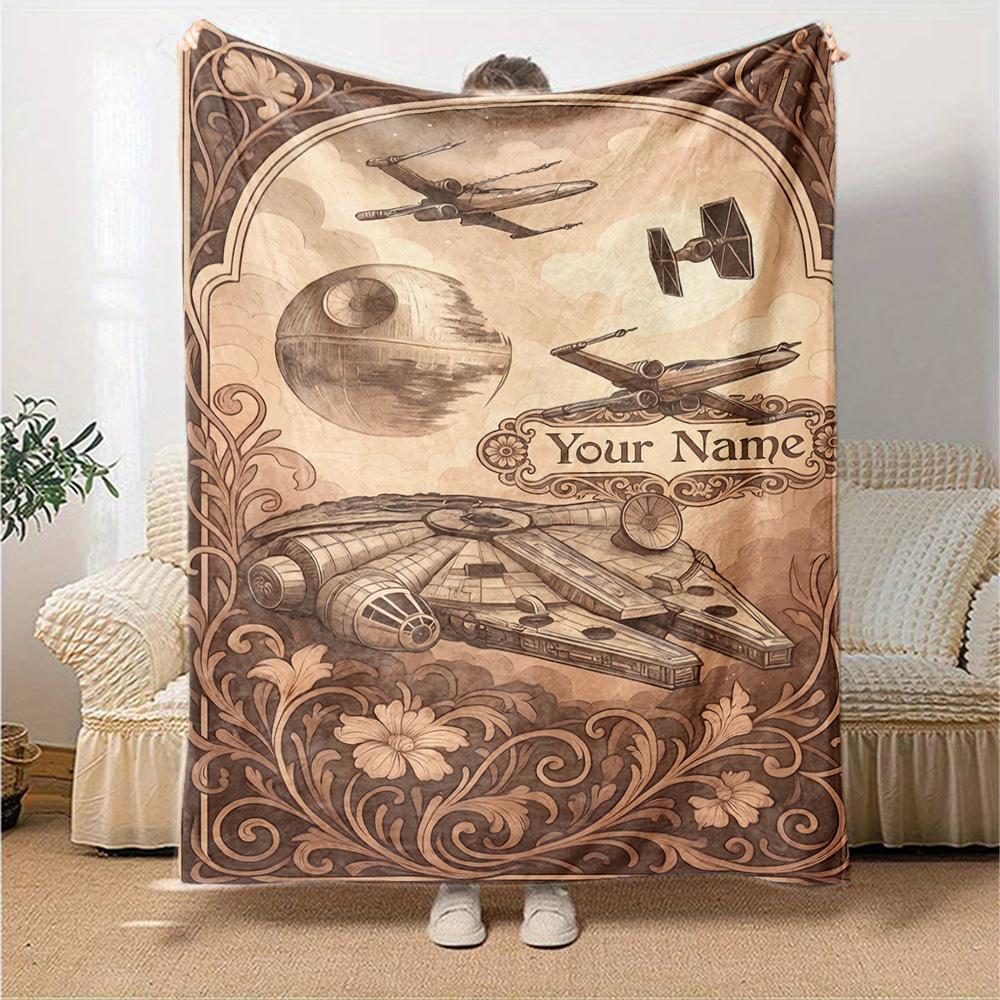 Star Wars Personalized Name Blanket Gift Personalized Blanket Comfortable Versatile for Livingroom Home Decor Couch Sofa Ideal for All Seasons