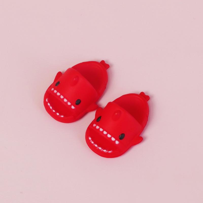 Perfect Pair Of 1:12 Dollhouse Miniature Things Cute Shark Slippers Doll Shoes Suit For Ob11 1/12 Bjd Doll Gsc DOD YMY Doll Accessories