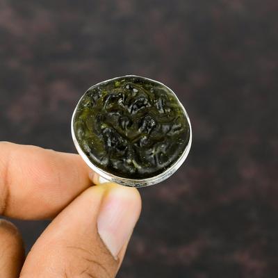 Moldavite Ring Original Gemstone Ring 925 Sterling Silver Ring Adjustable Ring Moldavite Jewelry Handmade Ring Engagement Ring Gift For Her