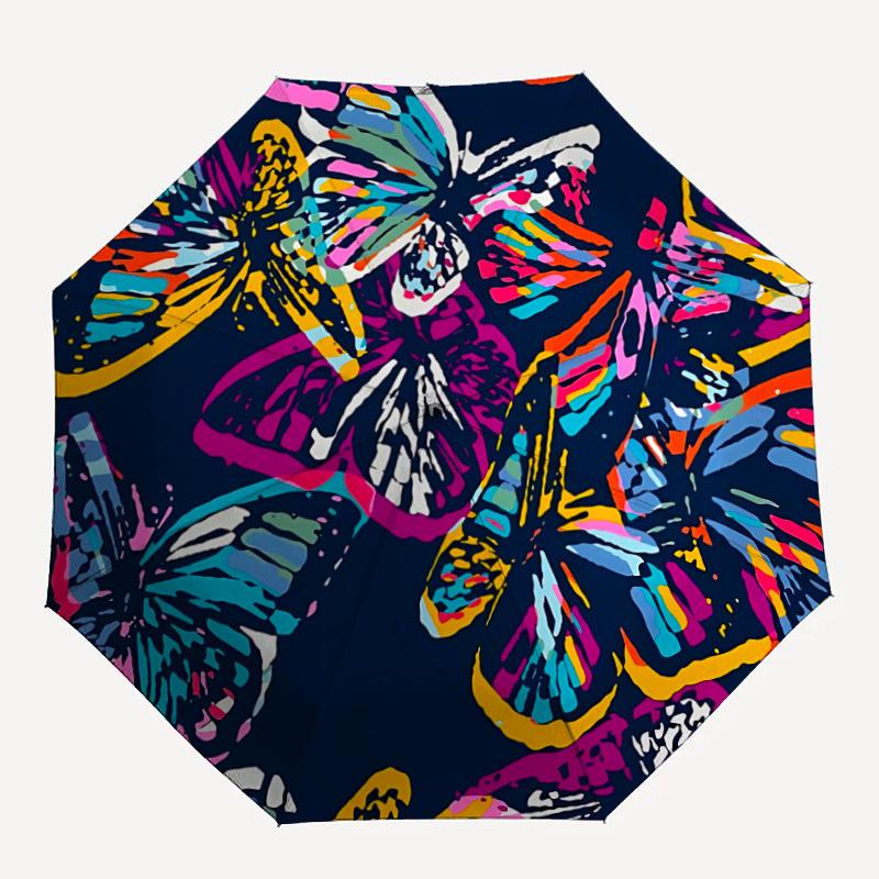

1pc Butterfly Print Automatic Umbrella - 8-Rib Durable Frame, Portable Fashion Accessory & Holiday Gift yy251117122